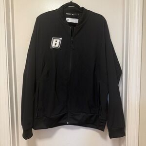 Adidas Black Bomber Jacket Collegiate Letter B Mens Large L Full Zip